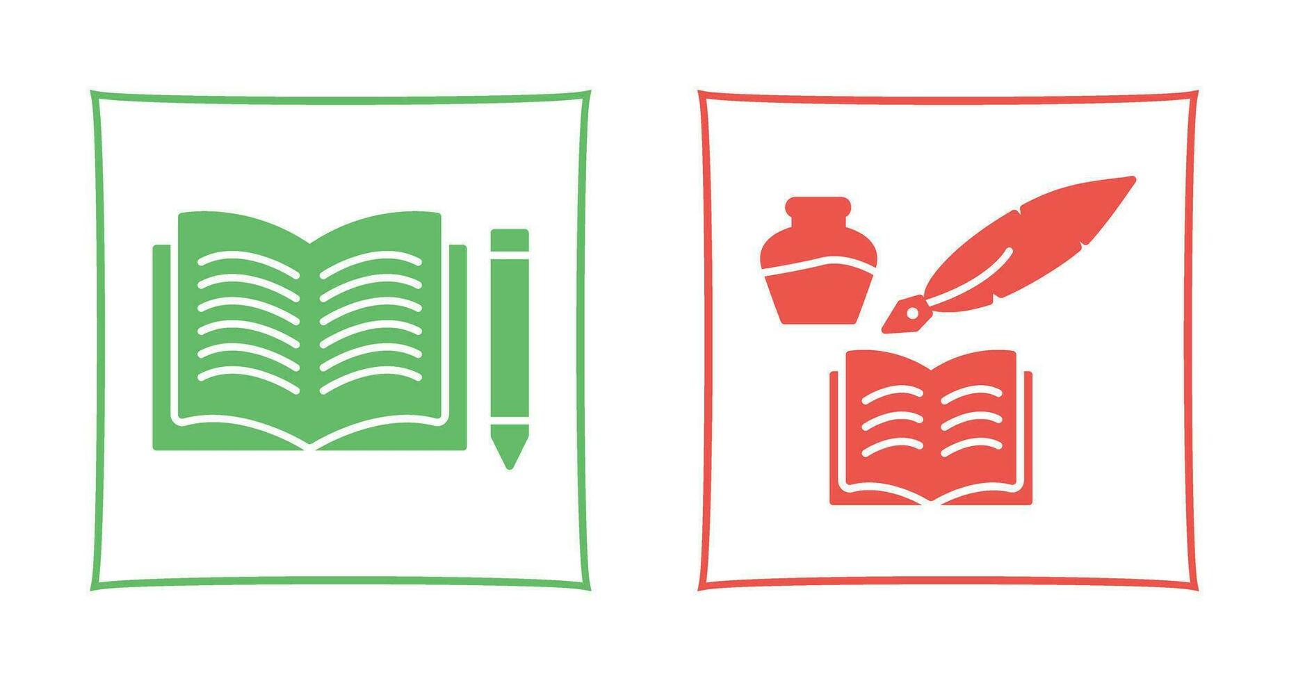 Pencil and Book and Quilland Book Icon vector