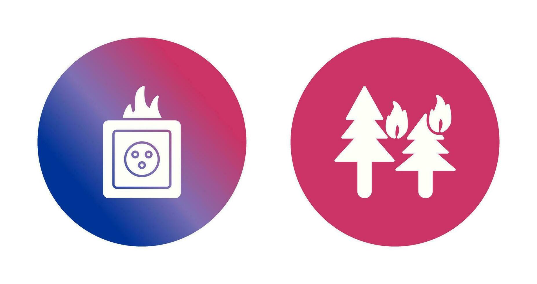 fire in forest and fire in socket Icon vector