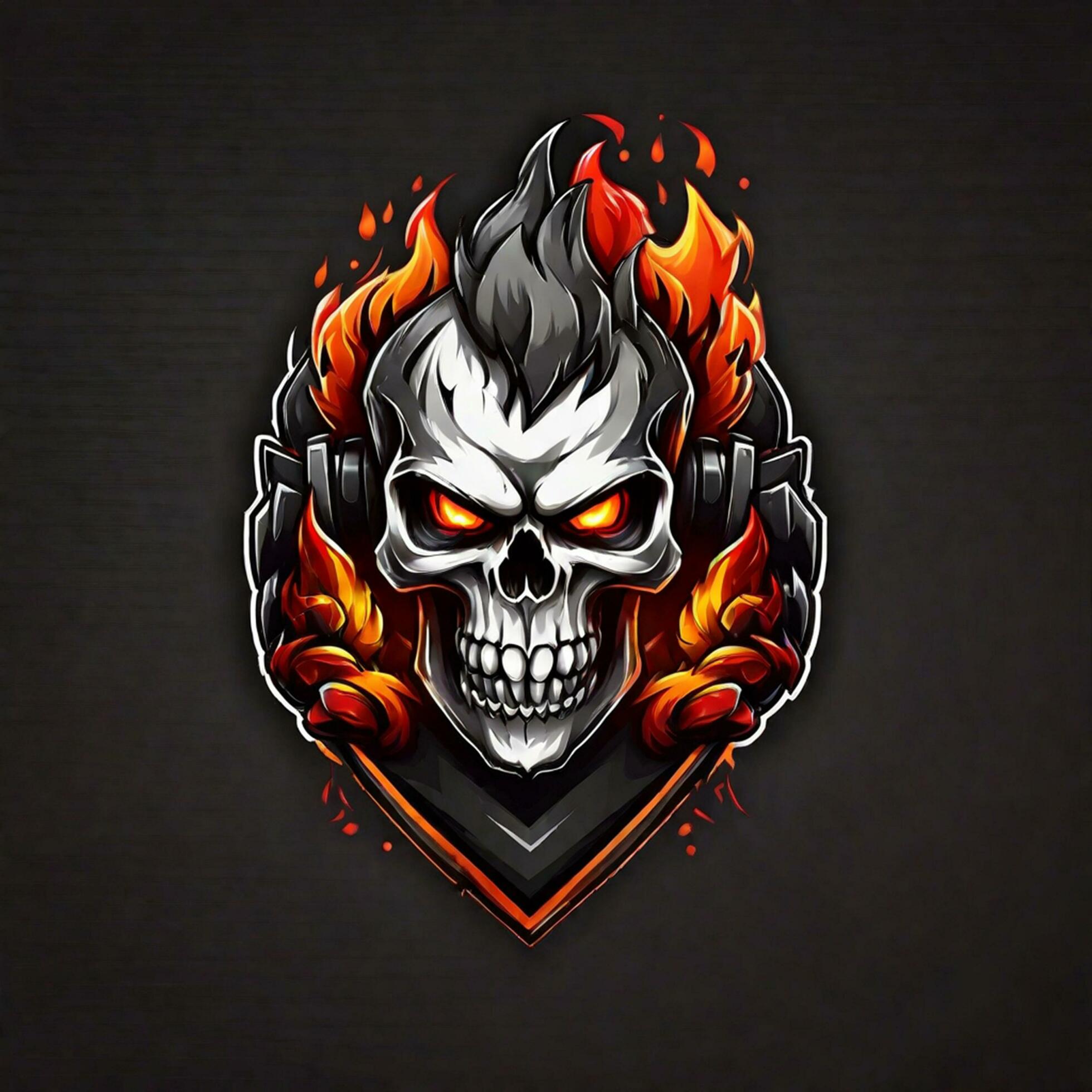 head skull fire mascot and esport gaming logo, AI generated 32706448