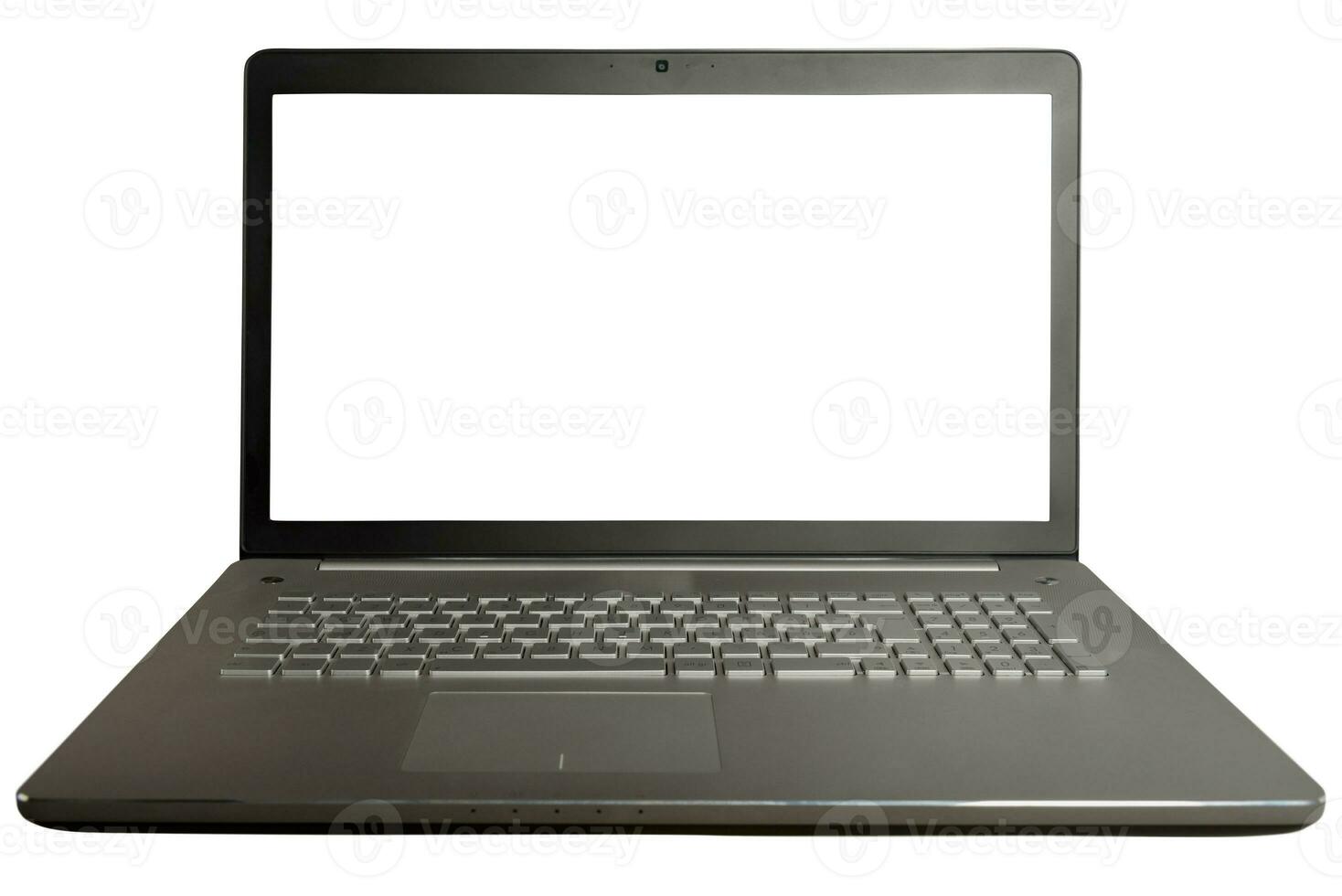 Isolated modern laptop with a blank screen photo