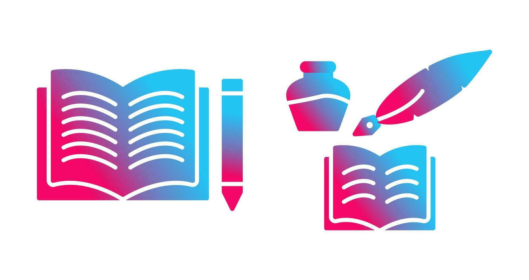 Pencil and Book and Quilland Book Icon vector