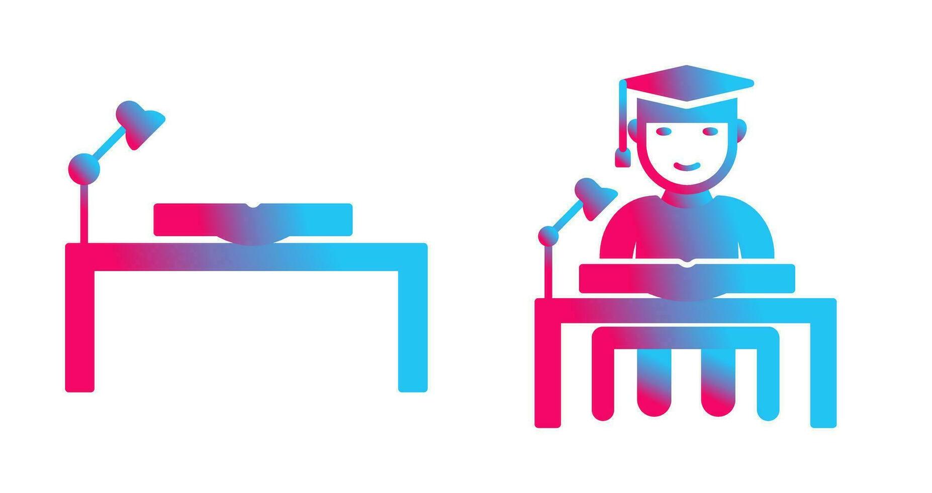 study desk and studying on desk  Icon vector