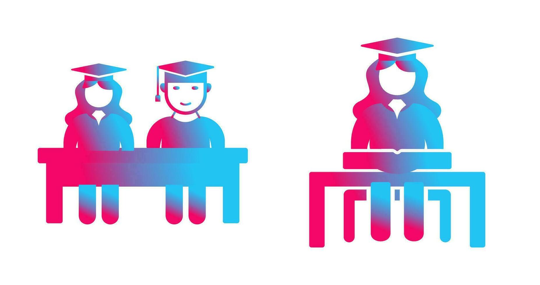 Students Sitting and Female Student Icon vector