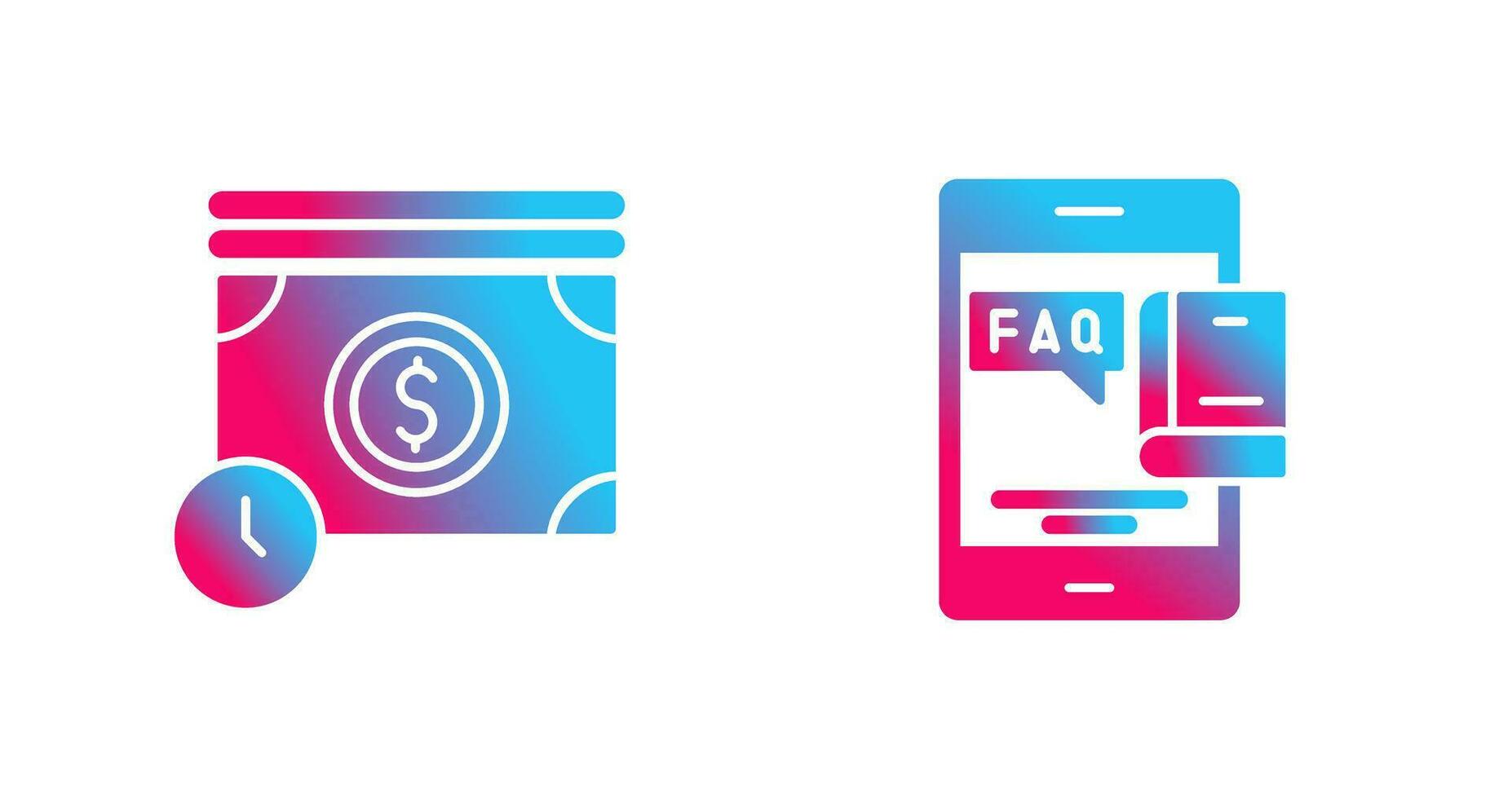 Time is Mony and Faq Icon vector