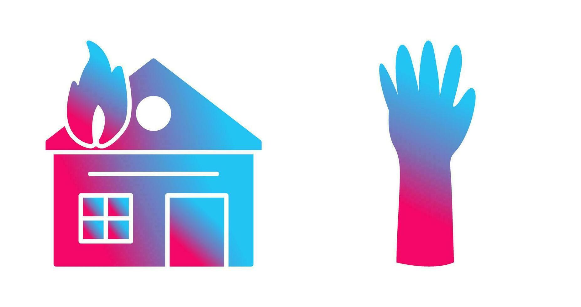 house on fire and gloves Icon vector