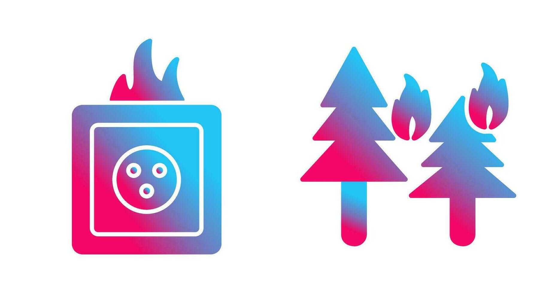 fire in forest and fire in socket Icon vector