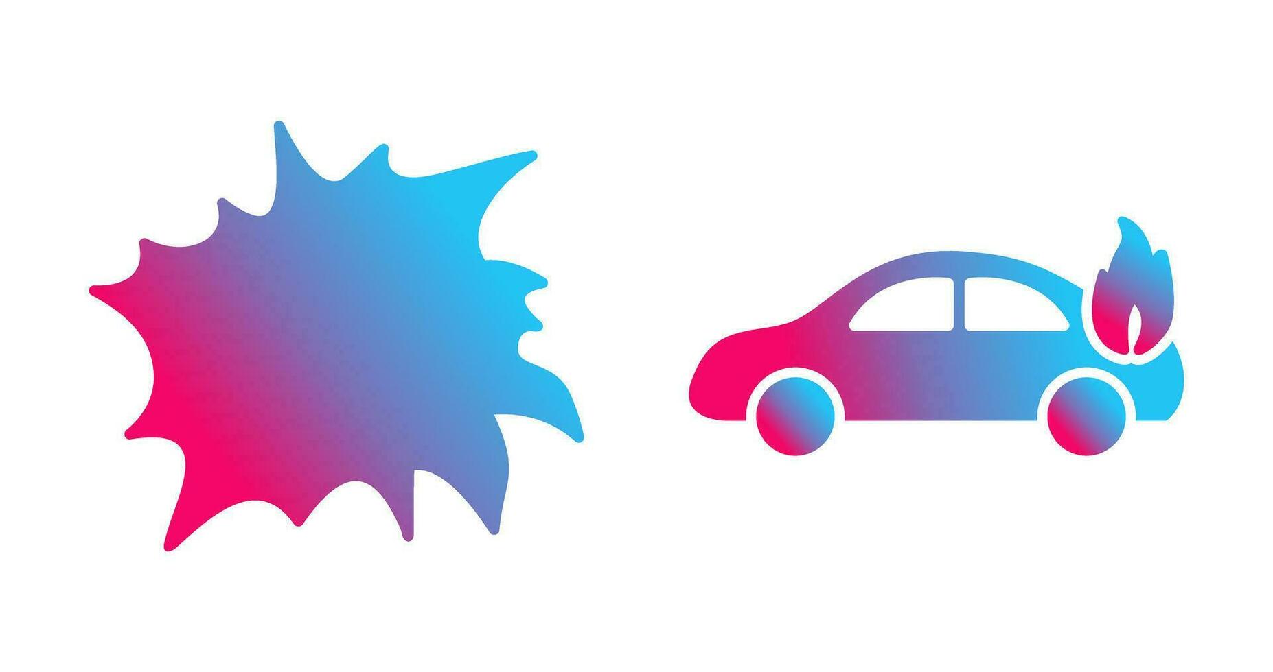 explosion and car on fire  Icon vector