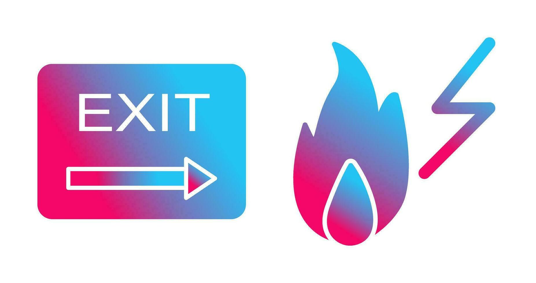 exit and electricity fire Icon vector