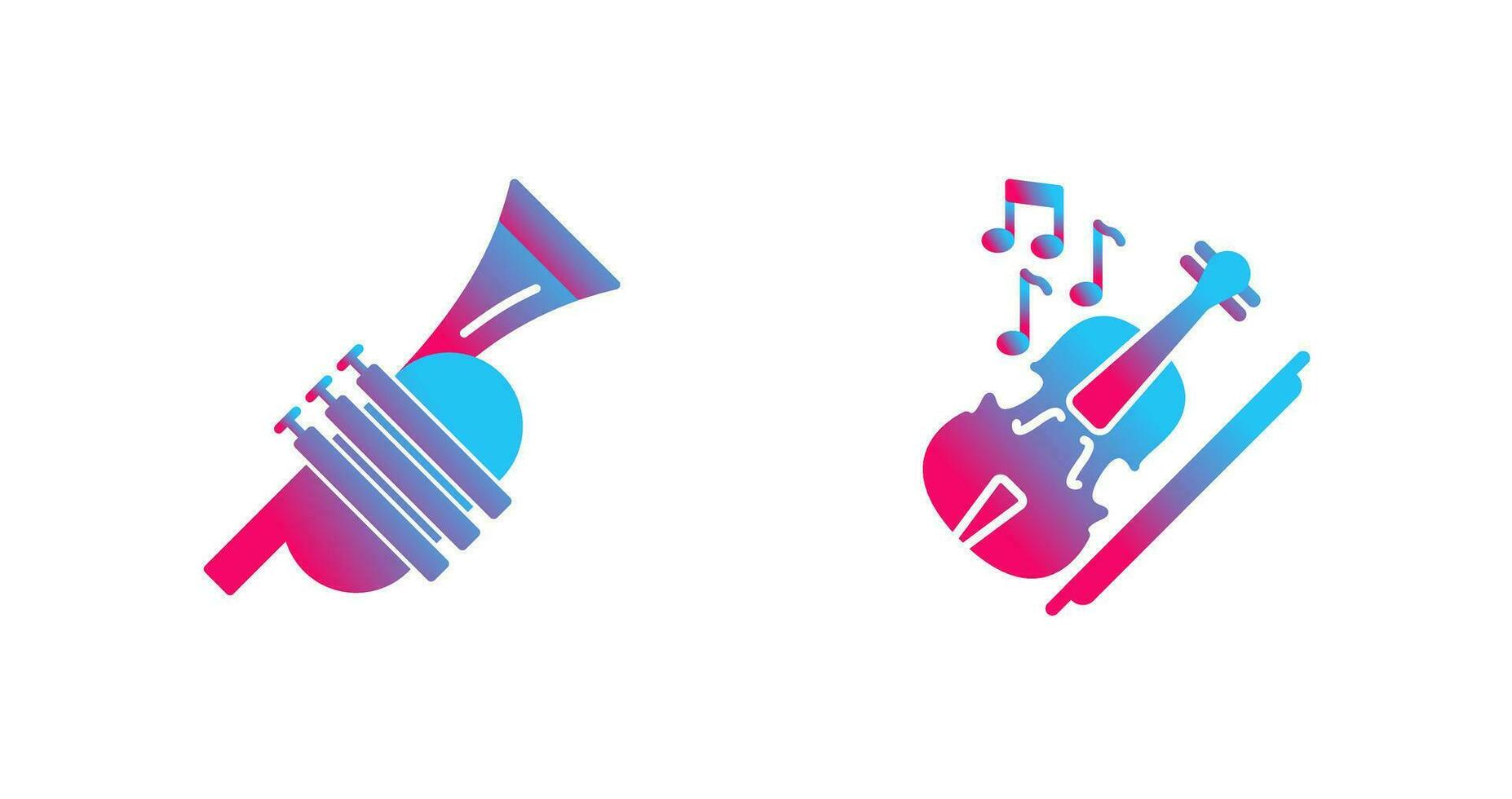 trompeta y violín icono vector