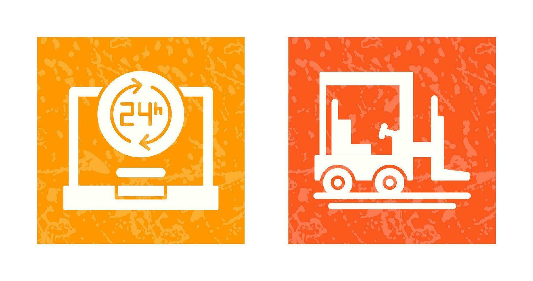 24 hours and forklift Icon vector