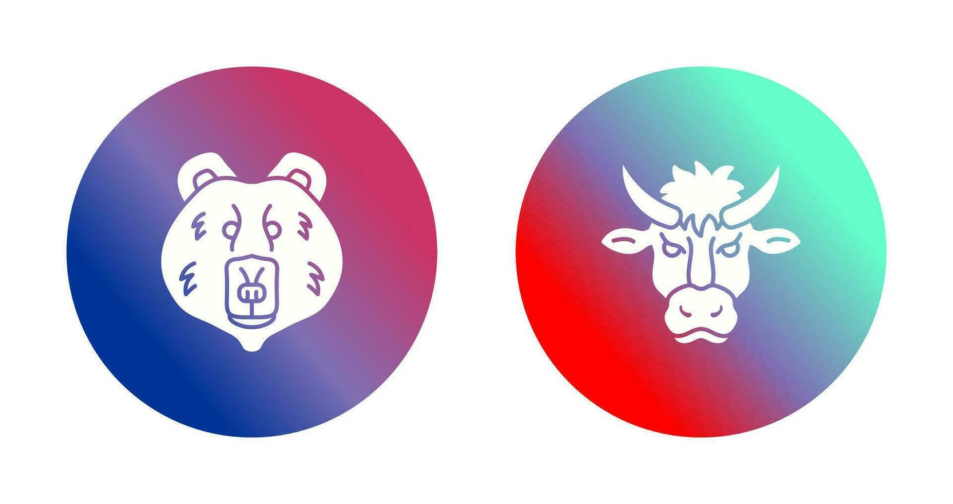 polar oso y bisonte icono vector