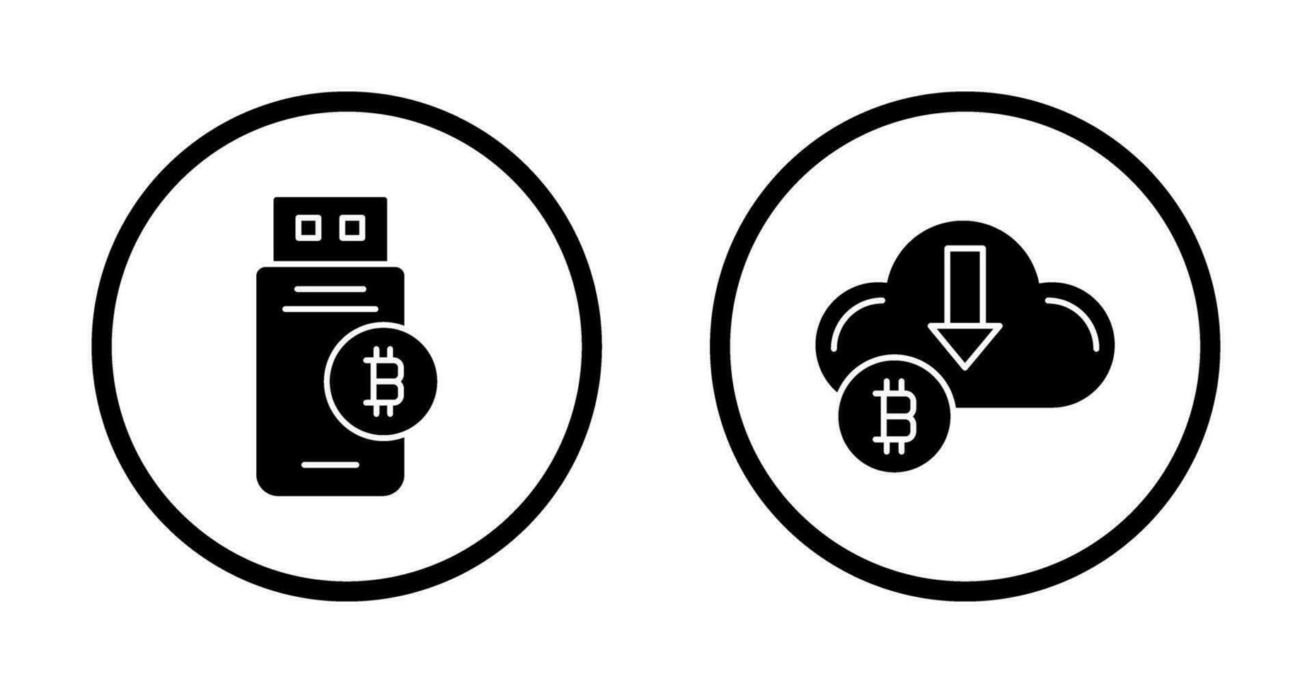 Bitcoin Usb Device and Down Arrow Icon vector