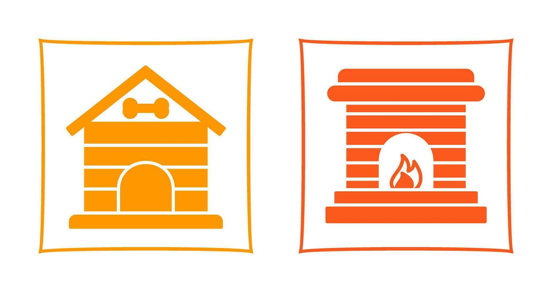 Dog House and Fireplace Icon vector
