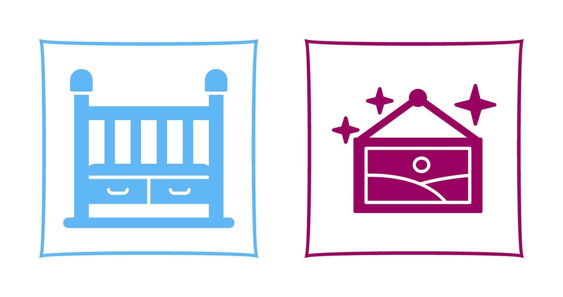 Baby Crib and Picture Icon vector