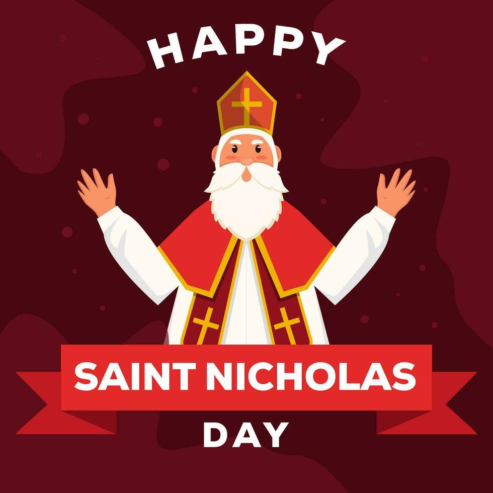 flat design vector happy saint nicholas day illustration