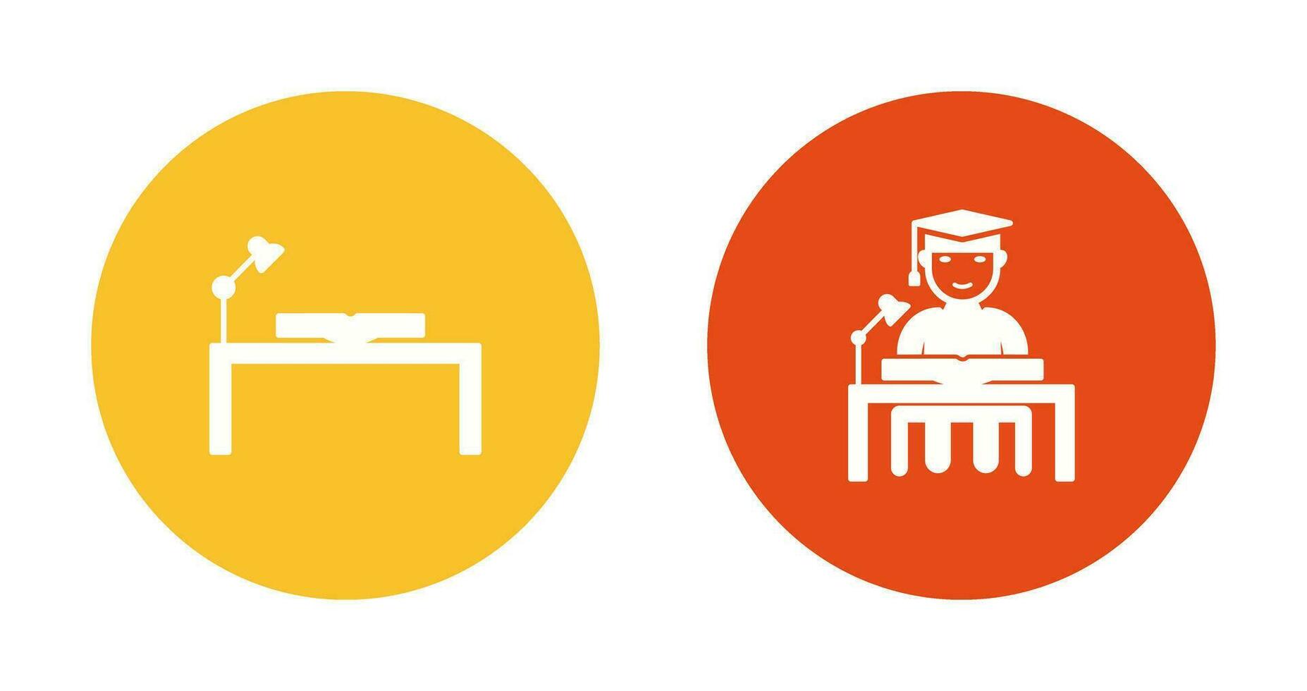 study desk and studying on desk  Icon vector