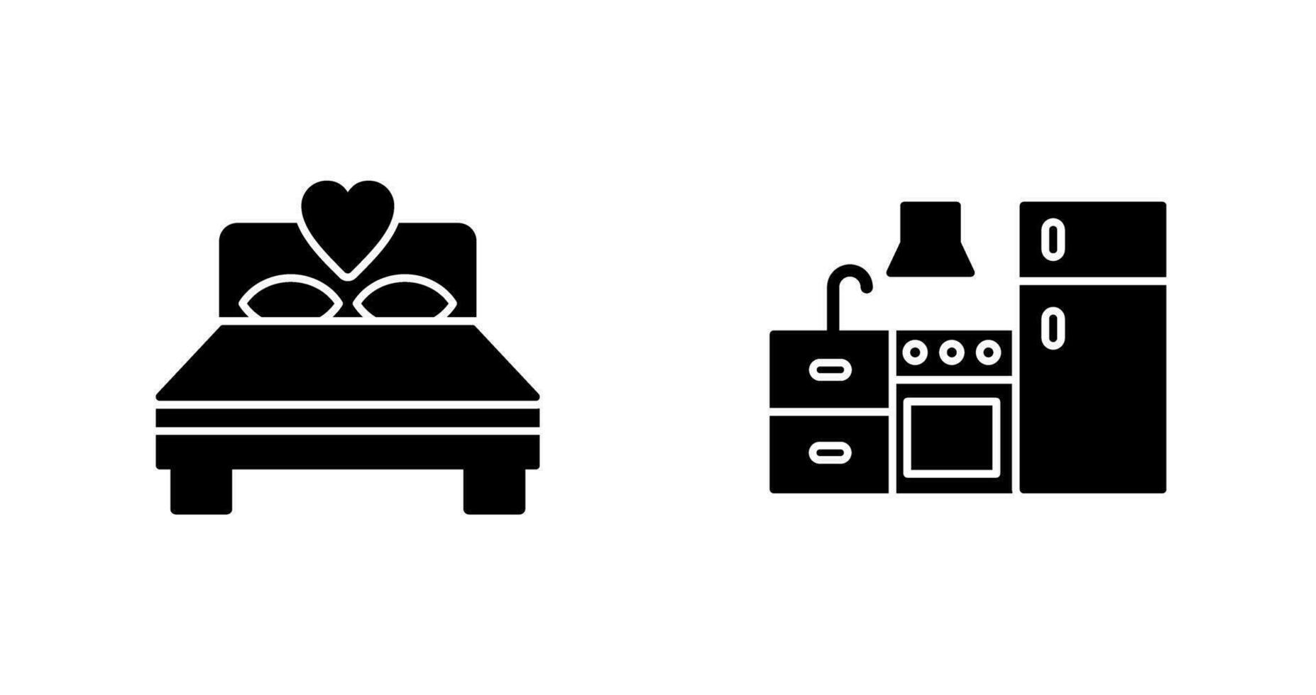 Bedroom and Kitchen Icon vector