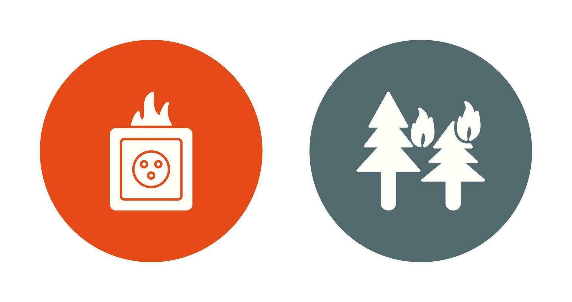 fire in forest and fire in socket Icon vector