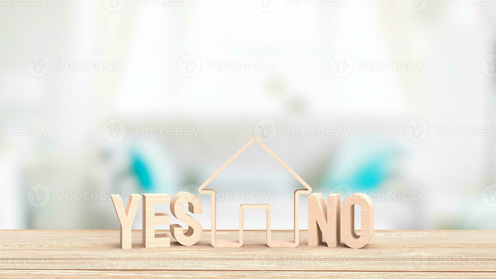 The House icon and Yes No text for property or building concept 3d rendering photo