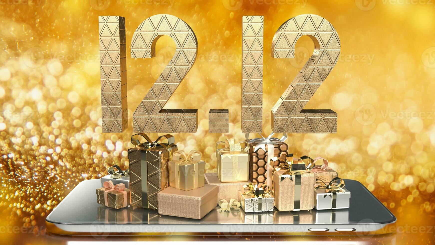 The 12.12 gold number for spacial offer concept 3d rendering photo