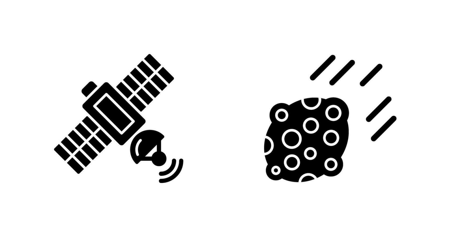 satélite y asteroide icono vector