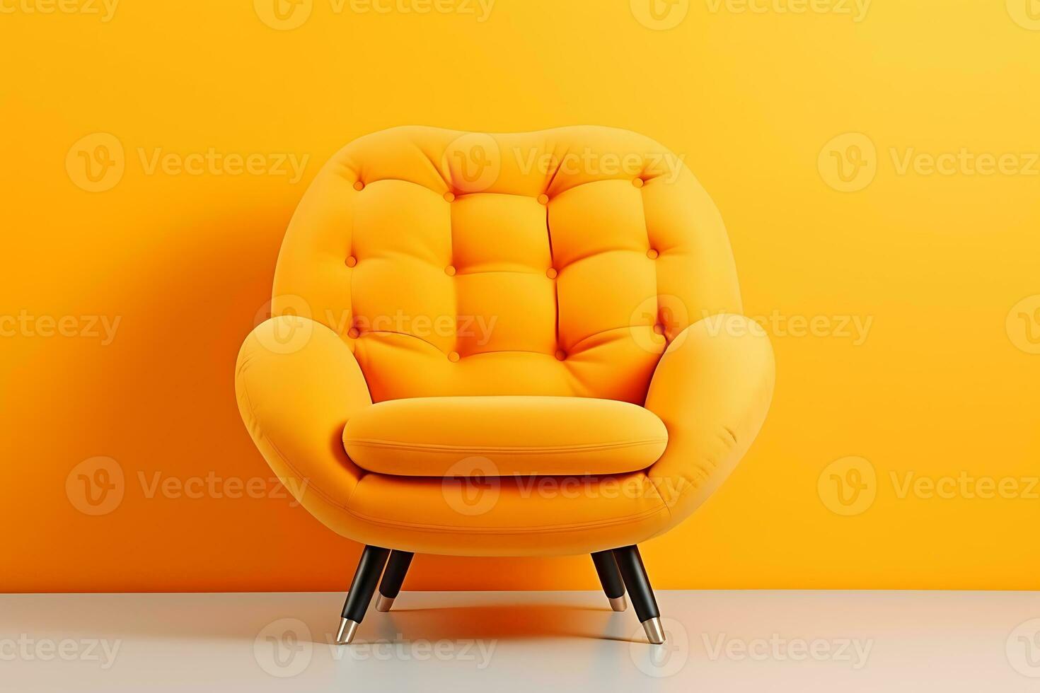 Orange modern chair on orange background. AI Generative photo