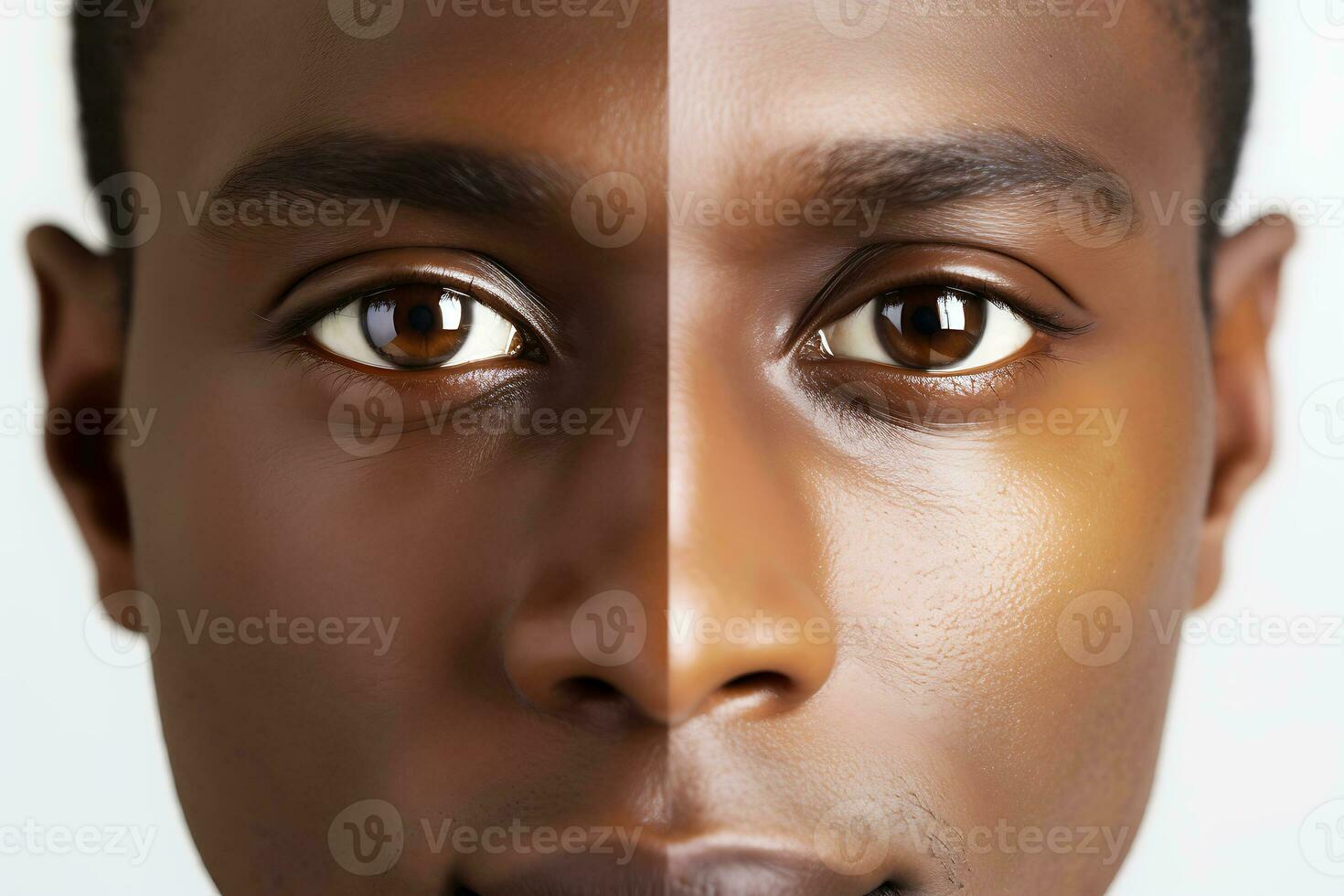 Photo of African American man with different skin tone. AI Generative