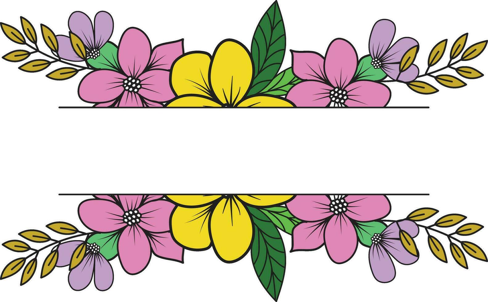 vector Isolated Colorful line frame icon leaf floral border divider with circular rectangle