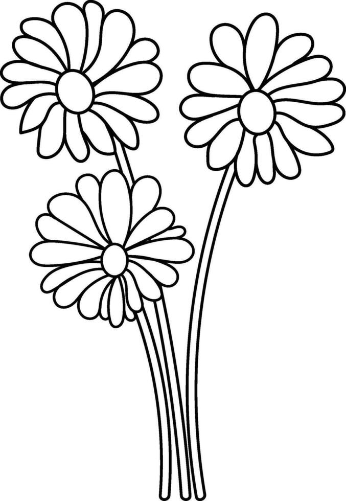 Flower icon. Hand-drawn simple black outline vector illustration clip art in doodle style, isolated on a white background