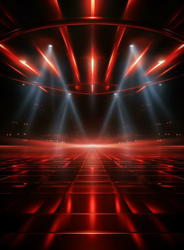 Ai Generative Backdrop Red Spotlights For Flyers, Banner and Backgrounds realistic image ultra hd high design photo