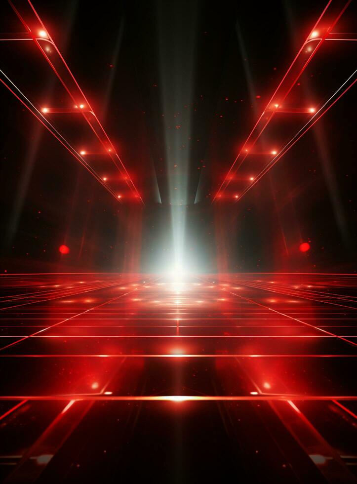 Ai Generative Backdrop Red Spotlights For Flyers, Banner and Backgrounds realistic image ultra hd high design photo