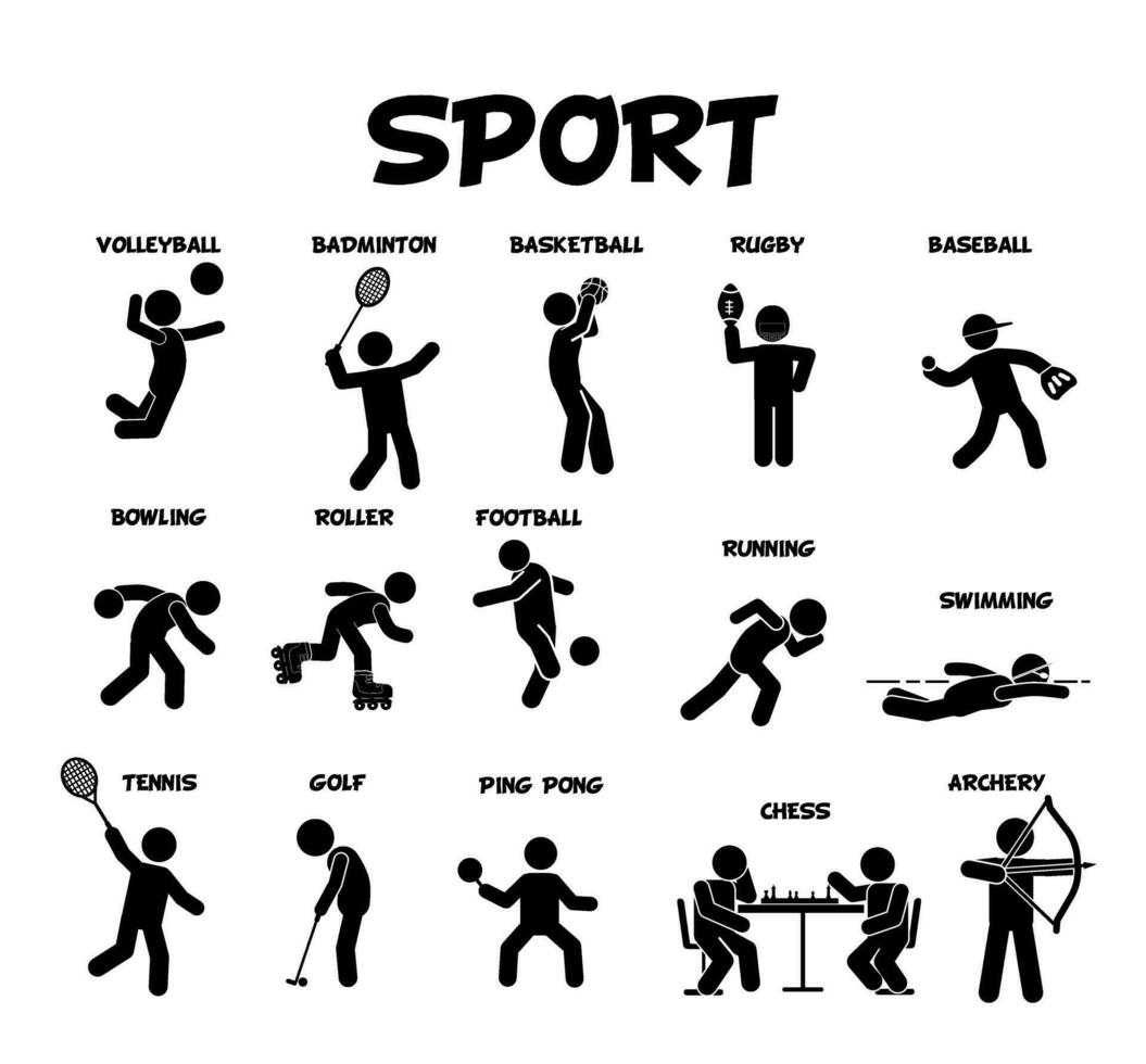 Sport icons set. Simple set of sport vector icons for web design on white background