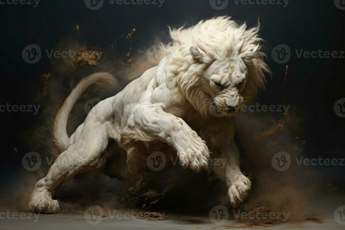 Abstract lion with complex motion and hazy color, Generative AI illustration photo