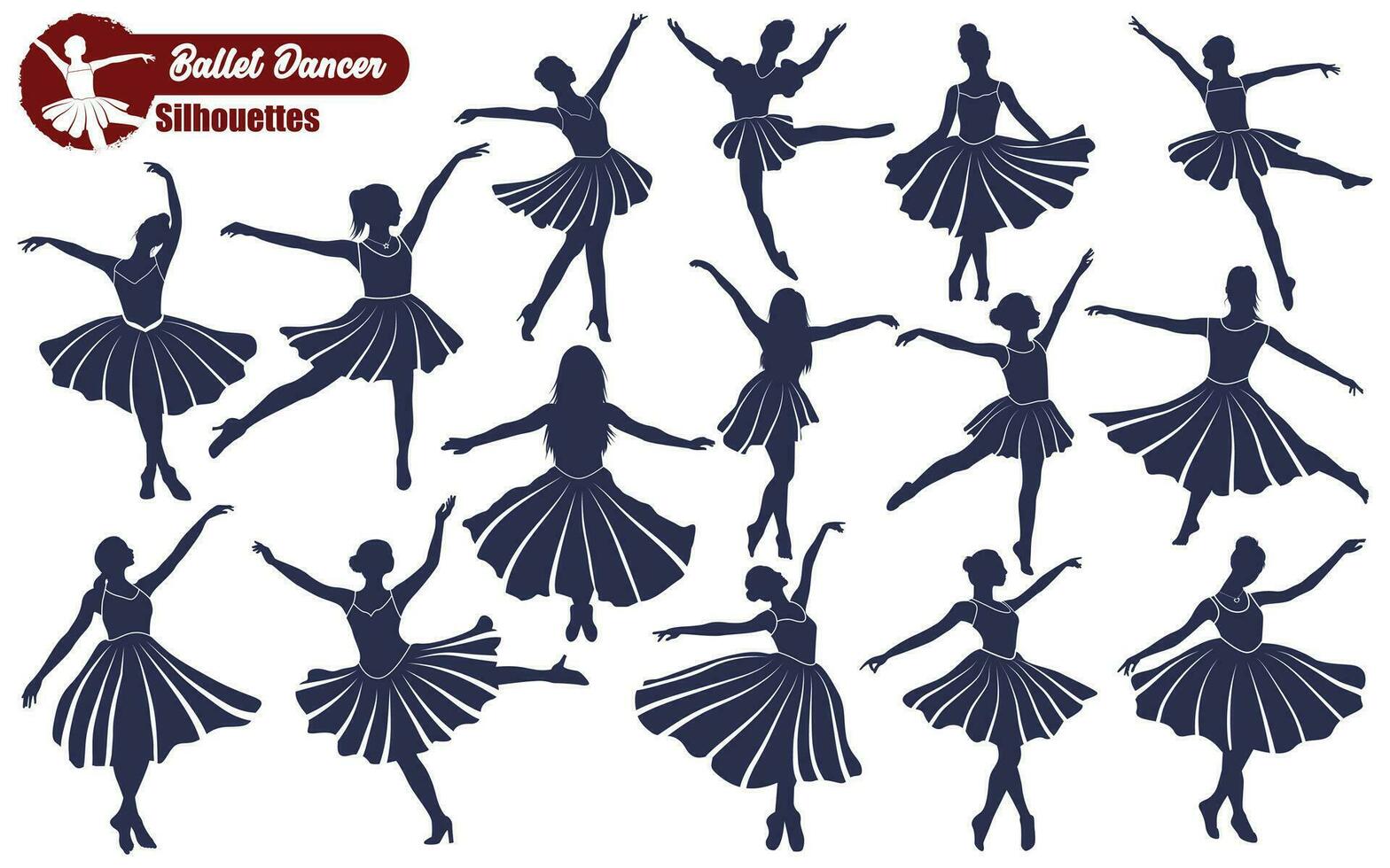 Ballet Dancer or Dancing Vector Silhouettes