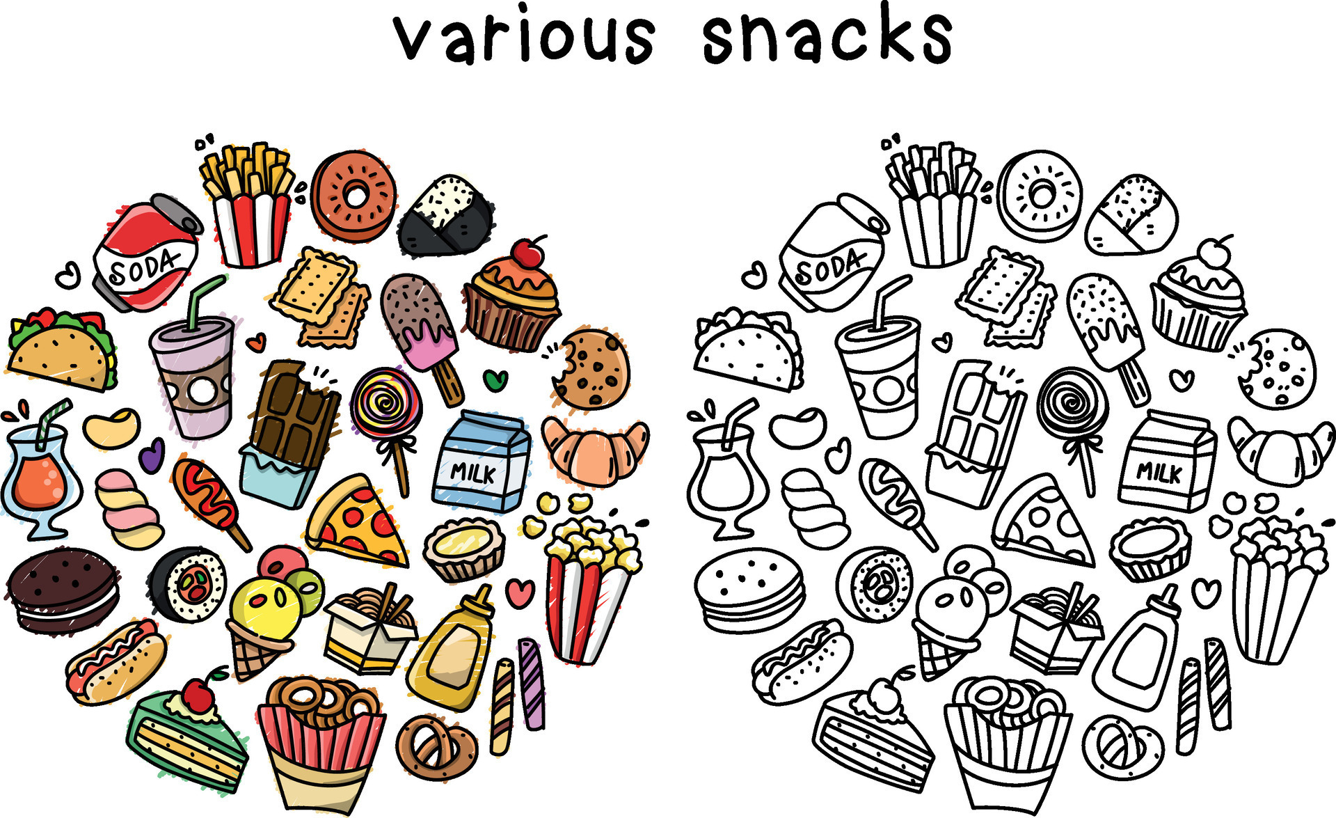 Snack coloring page for children 32716432 Vector Art at Vecteezy