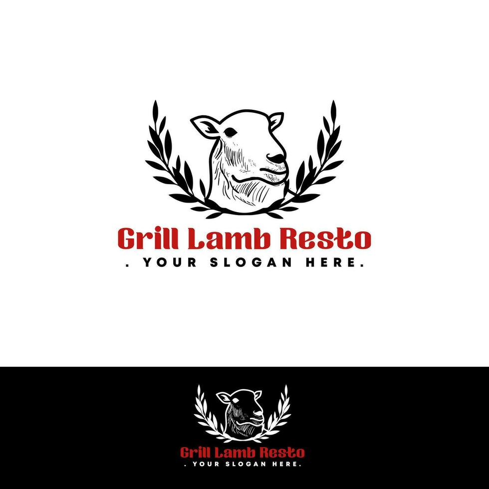 Grill Lamb Restaurant Logo Template vector