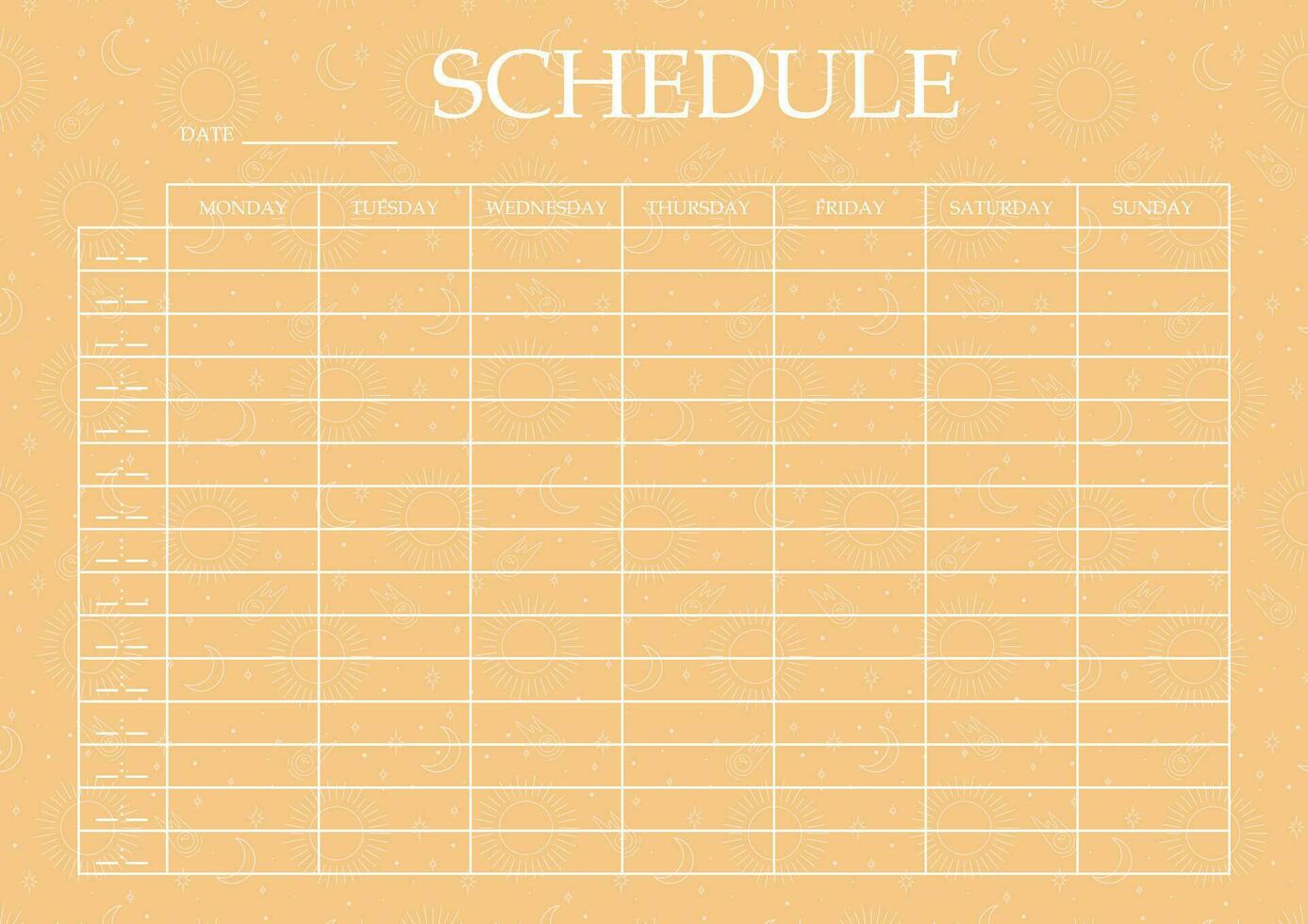 Creative pastel colored schedule template. Abstract background blank printable schedule sheet vector