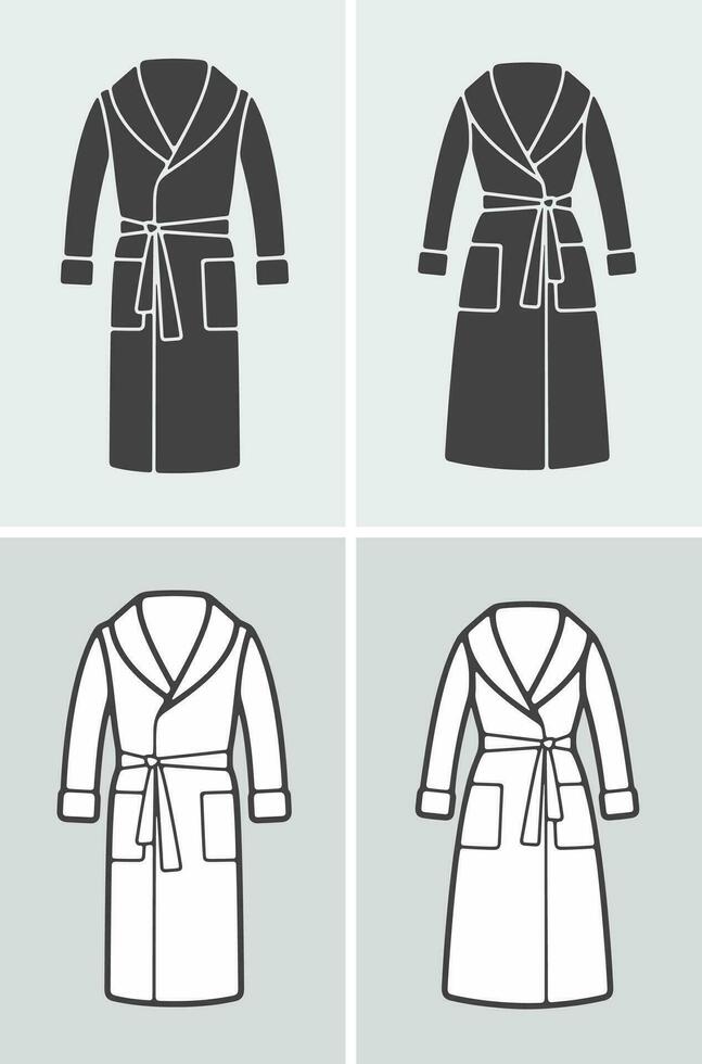 Men's and women's bathrobe. Clothes icon. Vector illustration.