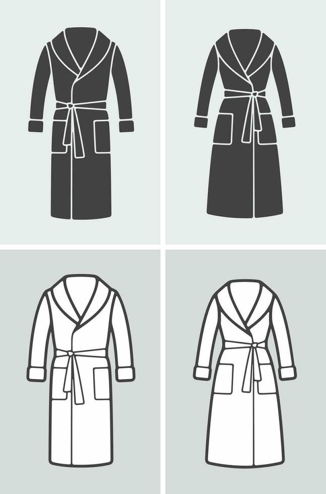 de los hombres y De las mujeres bata de baño. ropa icono. vector ilustración.