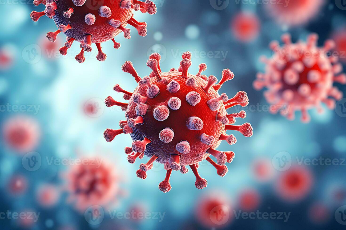 AI Generative. Design featuring the BA.2.86 Pirola Coronavirus new variant, with a prominent virus sign in striking colors. photo