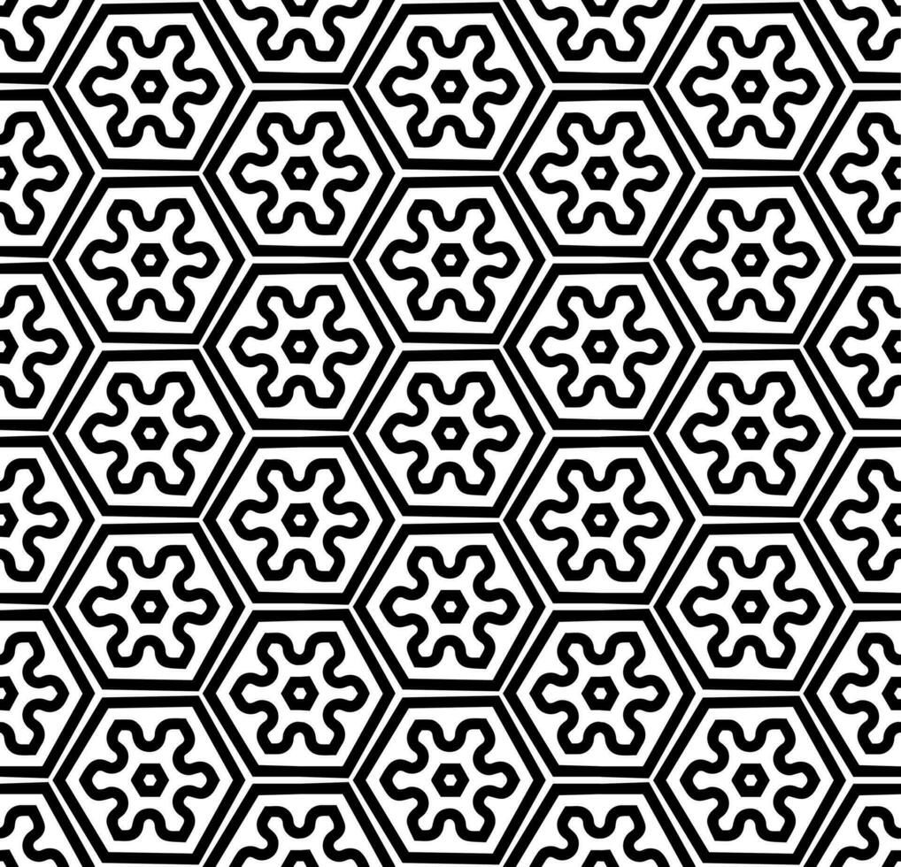 Black and white seamless abstract pattern. Background and backdrop. Grayscale ornamental design. Mosaic ornaments. Vector graphic illustration.