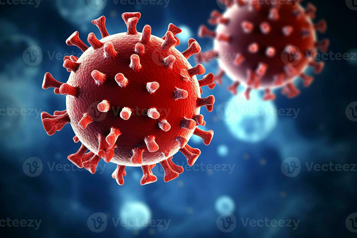 AI Generative. Design featuring the BA.2.86 Pirola Coronavirus new variant, with a prominent virus sign in striking colors. photo