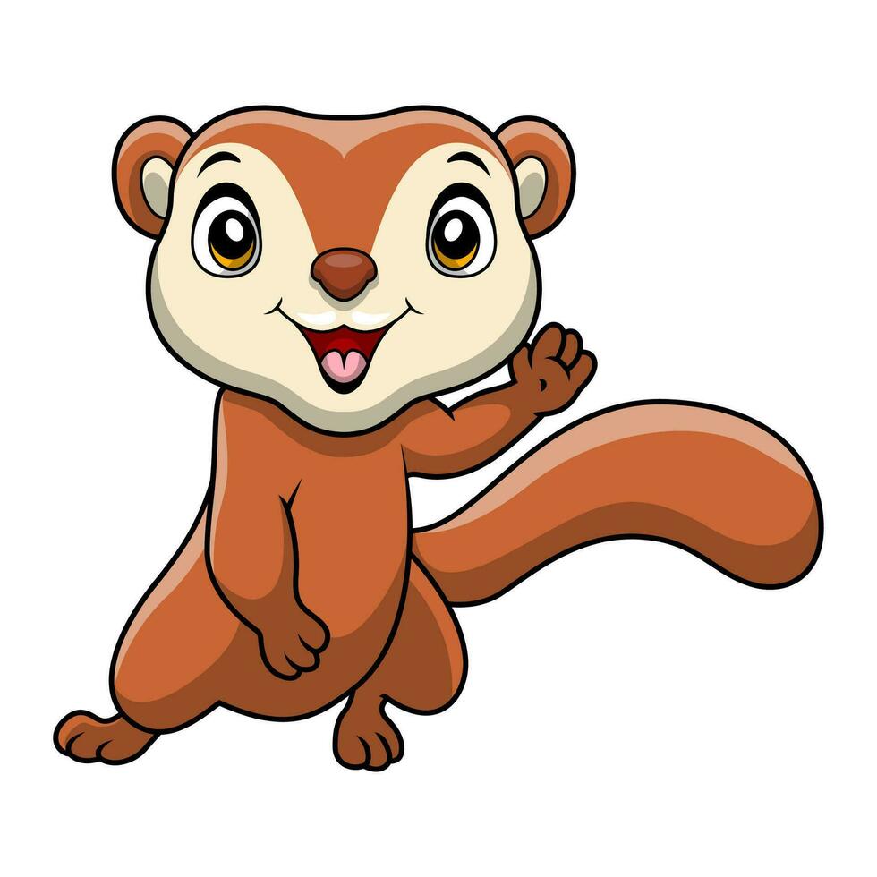 Cute weasel cartoon on white background vector