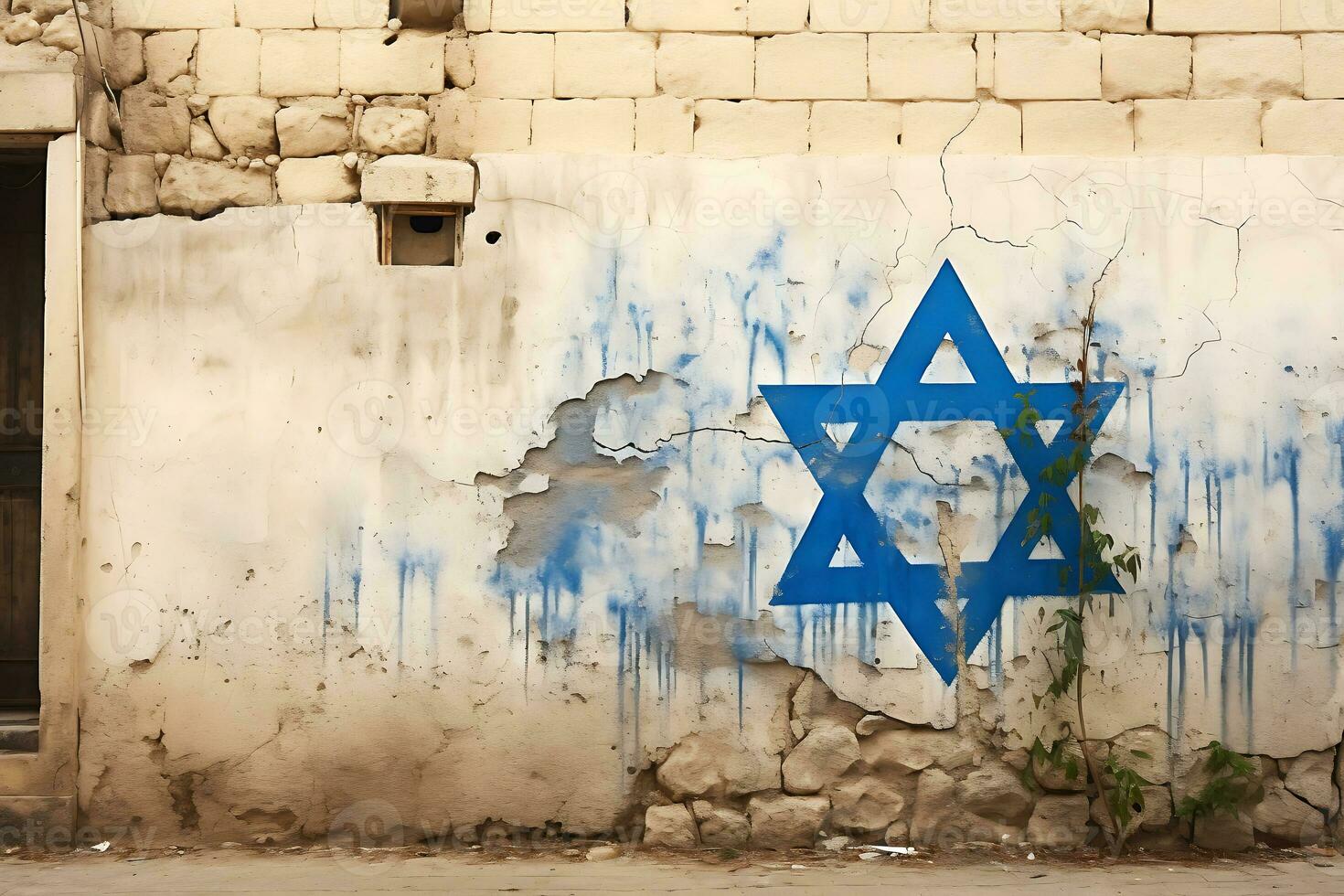 AI generative. Graffiti on the wall depicting the Star of David photo