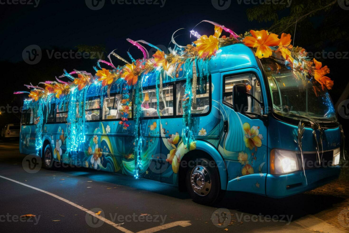 Bus decorated for new year photo