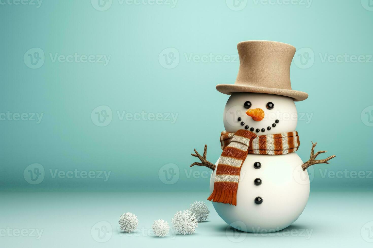 Snowman isolated on a pastel background photo