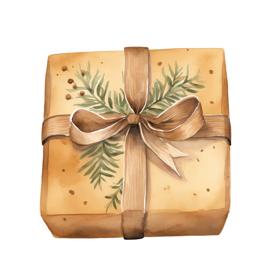 Watercolor Christmas Gifts Clipart, Christmas Watercolor Presents. AI Generated. png