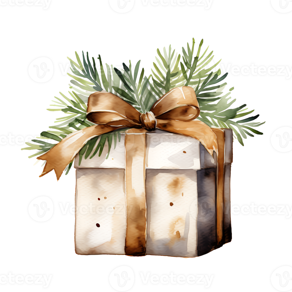 Watercolor Christmas Gifts Clipart, Christmas Watercolor Presents. AI Generated. png