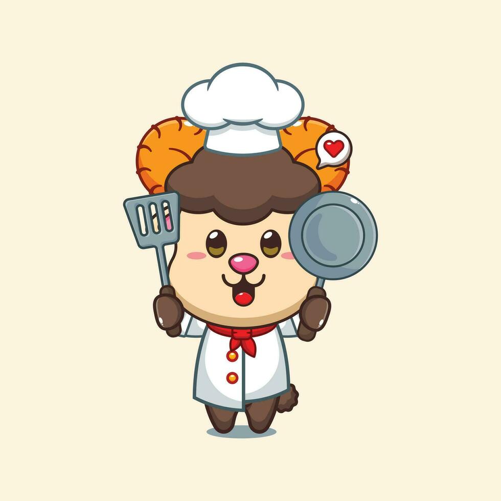 Chef ram sheep cartoon vector illustration.