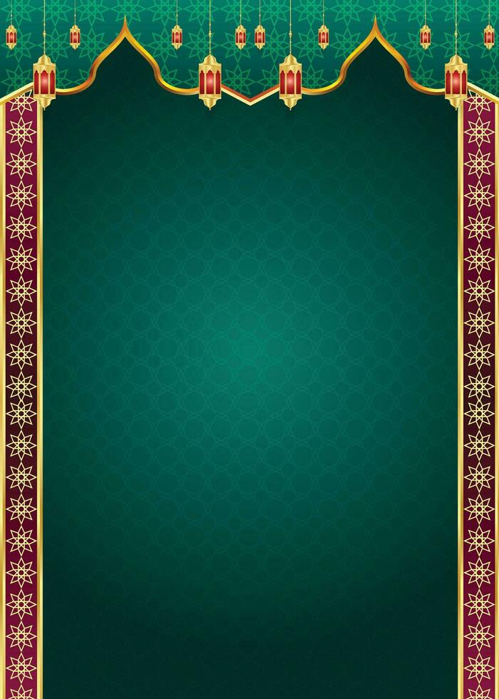 Arábica islámico Ramadán kareem ornamental volantes bandera con ramadhan linterna eid Alabama fitr antecedentes vector